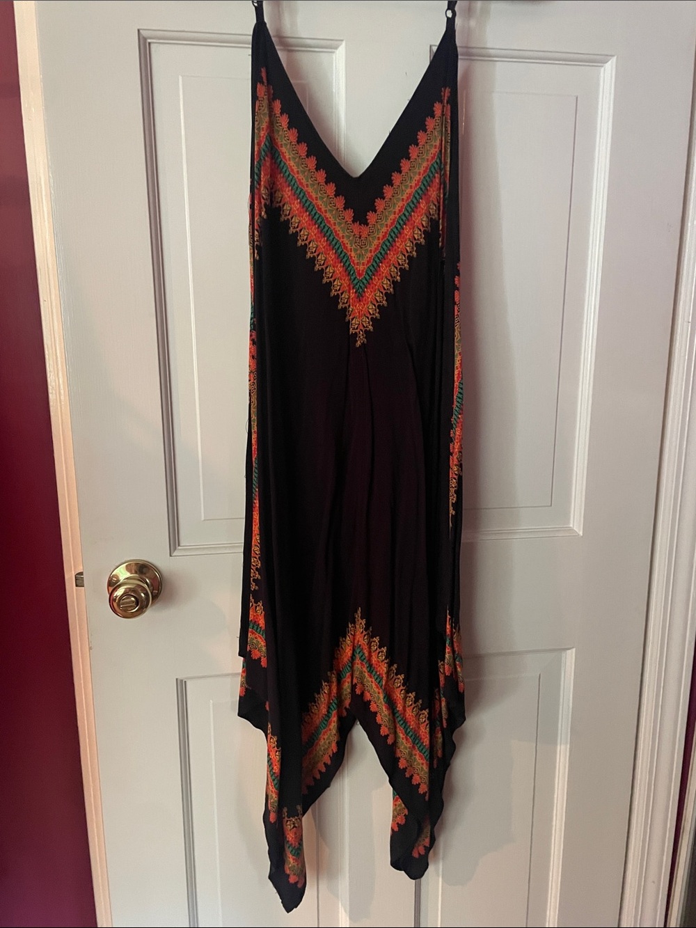 VENUS Black Swim Coverup Dress with Orange & Green Chevron Trim